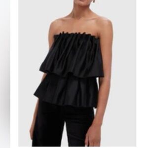Black Strapless Tiered Top